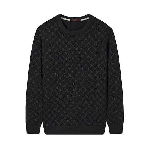 【锁温】柒牌圆领卫衣男2024冬季新款时尚字母满印加绒休闲套头衫	127W70530 商品图4