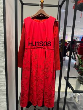 胭脂色连衣裙HJ1S08