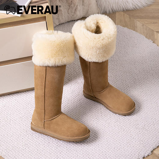 EVERAU过膝可翻折两穿设计雪地靴中保暖国王级别加高长筒雪地靴EA3140 商品图6