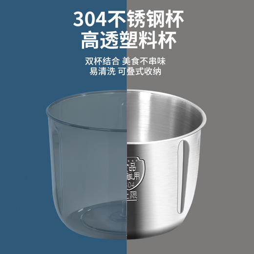 【自营】维米仕（vimees）套娃式绞肉机 辅食机3L蓝色 双杯 VM8011 商品图8