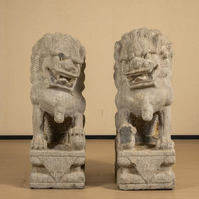 清 石雕狮子（一对）