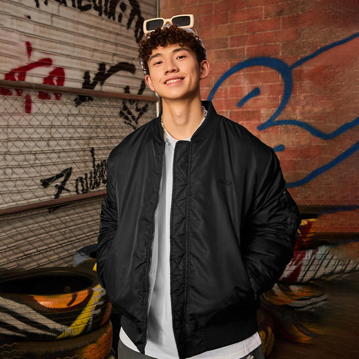 有志者UZIS 夹棉运动外套男篮球训练秋季复古休闲飞行员夹克[护盾 商品图3