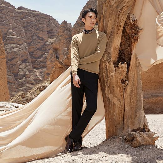 柒牌圆领羊毛衫男2024秋冬新款满身提花时尚休闲中青年套头针织衫	127Y70530 商品图2