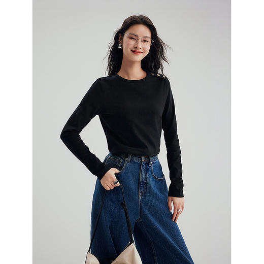 棉仓356601010-云朵棉桃绒感，老钱新贵感银币金属纽扣肩章装饰T合体T 商品图1