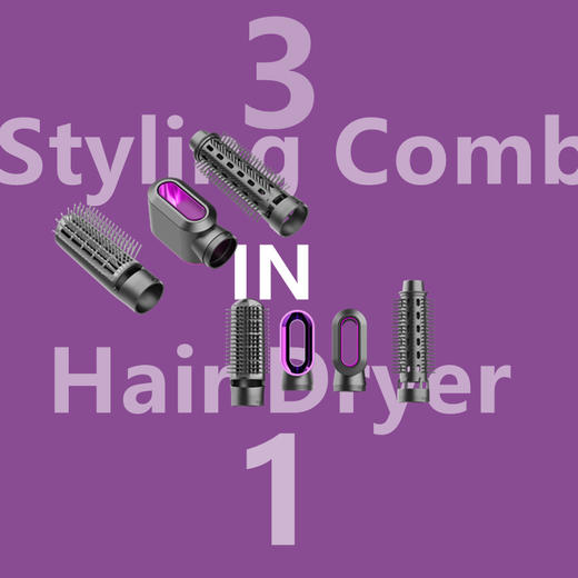 【新款懒人热风梳】三合一多功能 家用宿舍吹风梳 卷发器直发器电吹风 出差旅游方便携带 国庆出游 商品图3