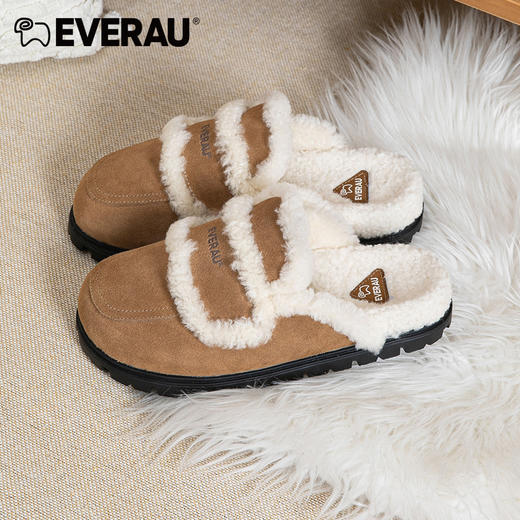 EVERAU韩范慵懒感毛毛博肯鞋女拖鞋EA2040 商品图4