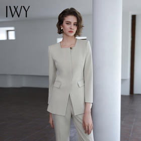 IWY/秋季新款浅灰色西装套装高级气质总裁西服正式场合微喇裤工装C14305+P34318