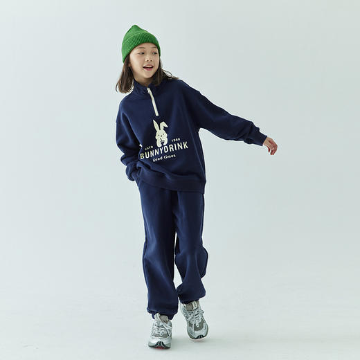 棵初秋冬新款童装兔子印花休闲运动卫衣卫裤持久保暖拉绒套装 商品图2