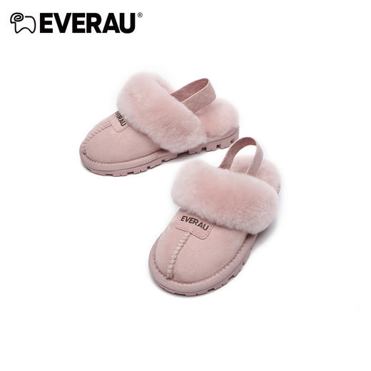 EVERAU保暖值颜值最高+印花弹力织带男女童儿童毛毛拖鞋EA2031K 商品图2