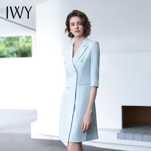 IWY/蓝色七分袖连衣裙Q14253  商品图1