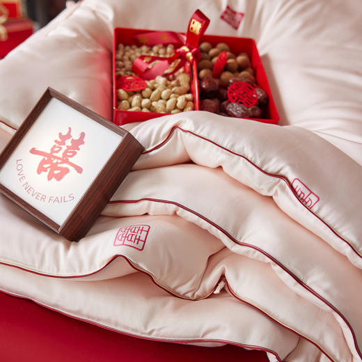 自然醒剪花蚕丝蛋白喜嫁被轻奢结婚庆喜被春秋被芯陪嫁喜字加厚冬被芯TD 商品图4