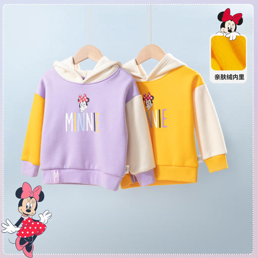 【商场同款】迪士尼童装女童连帽套头时尚休闲卫衣春秋新款加绒保暖宝宝上衣223DS0759 商品图5