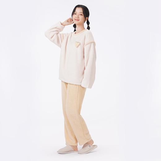 都市丽人睡衣超值精选长袖家居服长毛绒厚女士法兰绒套装LHT2J7 商品图4