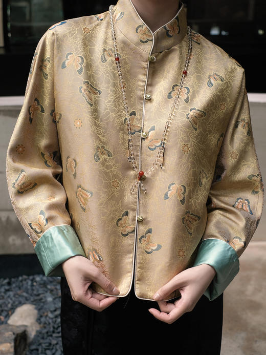 盛唐牡丹 |葵扇黄蝴蝶纹真丝外套 商品图1