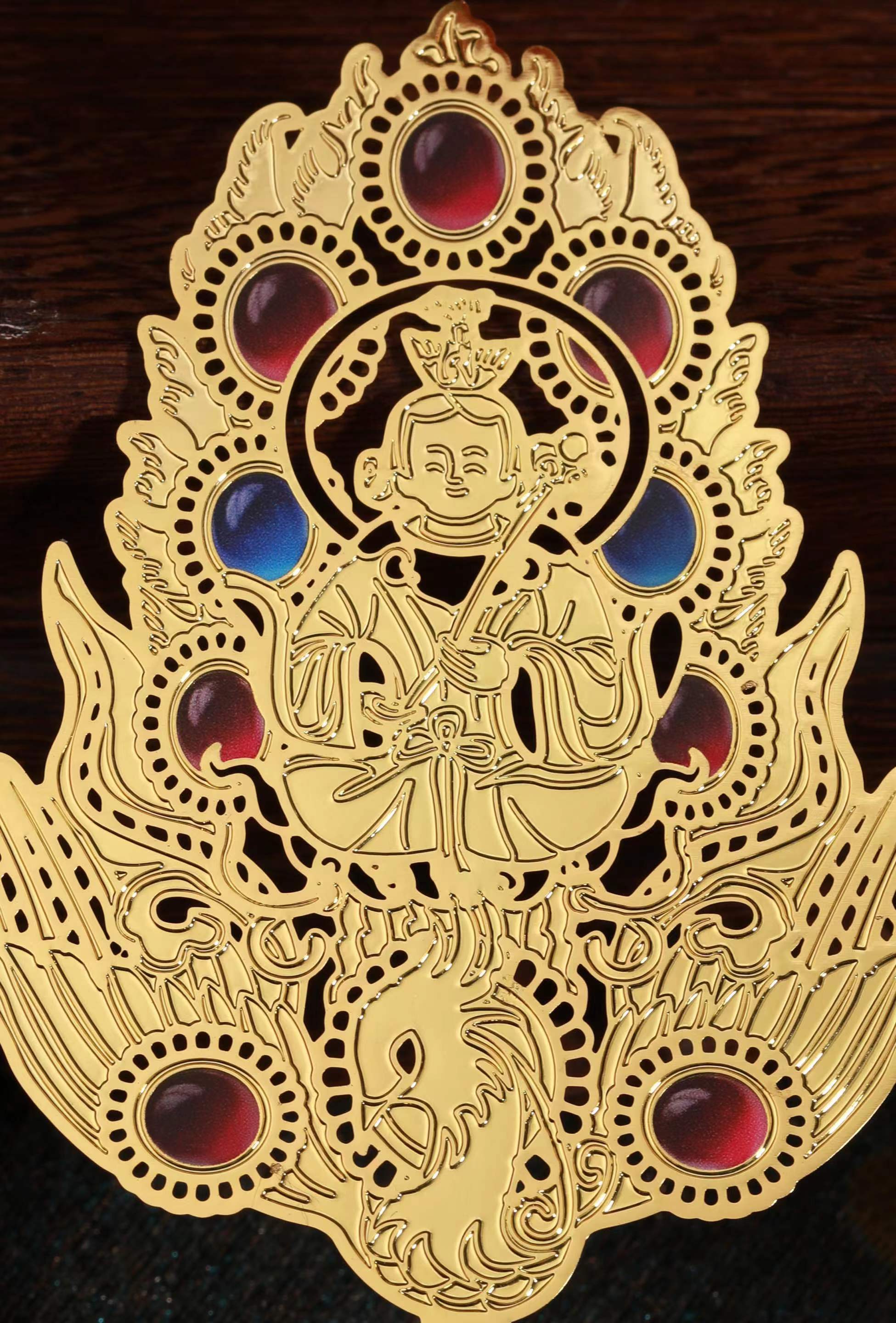 镶宝石王母驾鸾金挑心金属书签