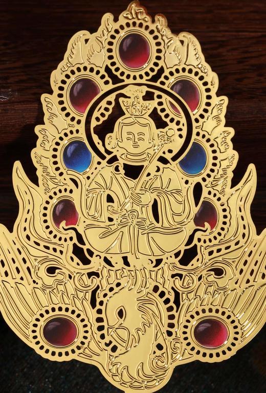 镶宝石王母驾鸾金挑心金属书签 商品图0