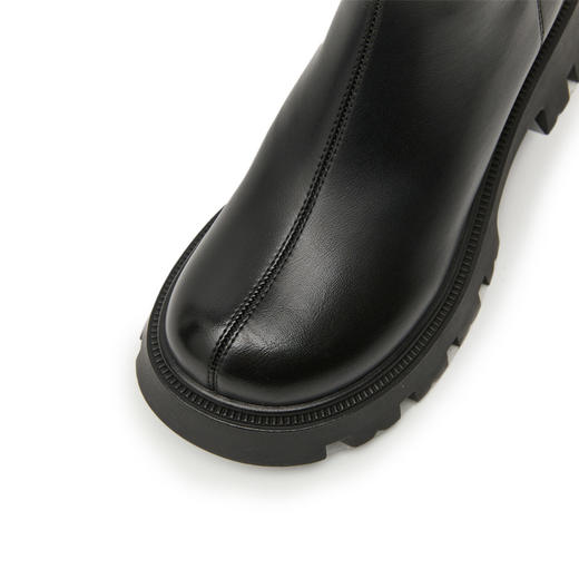 西遇增高厚底长筒骑士靴女新款秋冬小个子宽筒皮靴圆头黑色长靴子V3547571 商品图6