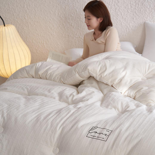 自然醒莫奈全棉提花80大豆子母被芯高端双A类抗菌纯棉华夫格80%大豆蛋白春秋被四季通用加厚冬被FM 商品图12