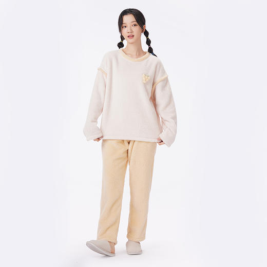 都市丽人睡衣超值精选长袖家居服长毛绒厚女士法兰绒套装LHT2J7 商品图3