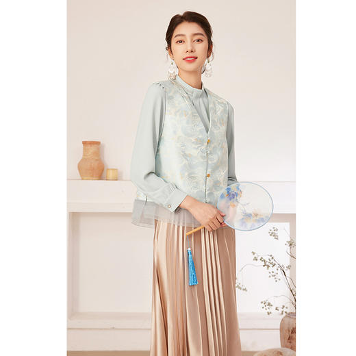 乔万尼马甲女款新款春秋新中式提花设计EM3H408 商品图1