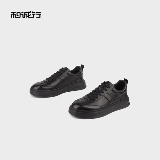 和诚行 2024秋冬新款时尚百搭休闲鞋男士舒适厚底真皮皮鞋0551177 商品图3