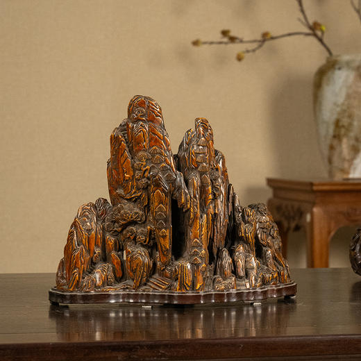 清 沉香木雕八仙人物山子摆件（红木座） 商品图1