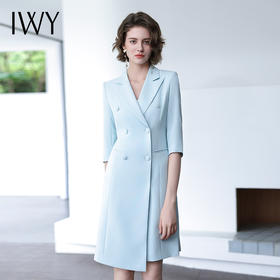 IWY/蓝色七分袖连衣裙Q14253 
