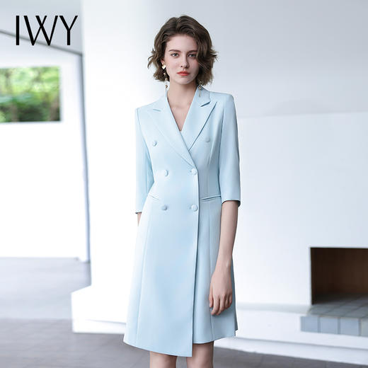IWY/蓝色七分袖连衣裙Q14253  商品图0