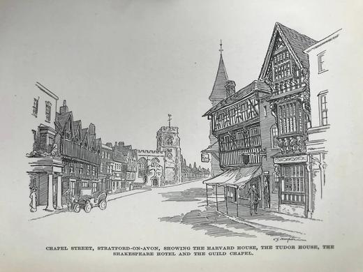 1912年 莎士比亚故乡的夏日 数十幅插图 漆布精装大32开 商品图5