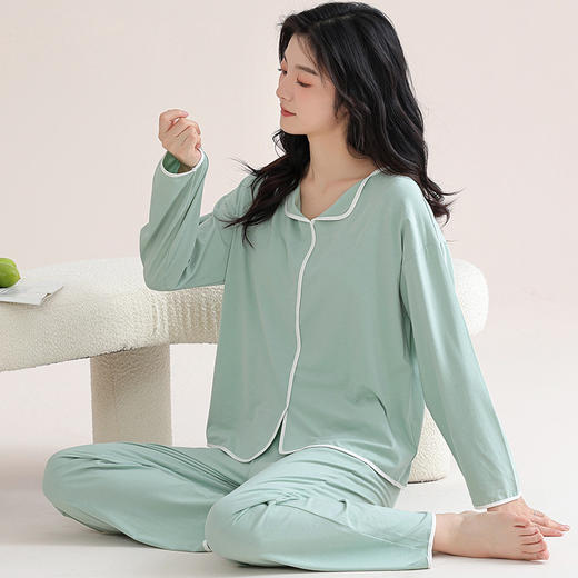 「数套可选！舒适家居」睡衣女夏秋冬莫代尔带胸垫长袖 可外穿大码空调房运动家居内衣服套装 商品图3