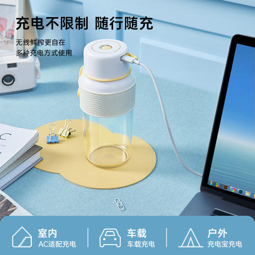 七彩叮当（QICAIDINGDANG） 无线榨汁机小型便携式家用小型果汁杯多功能随性迷你榨汁杯 便携 无线 1300mAh电池 商品图5