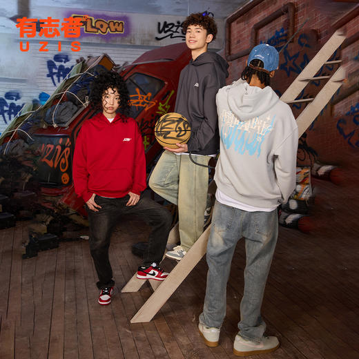 有志者UZIS美式潮流运动卫衣男秋季复古休闲篮球连帽上衣星火燎原 商品图0