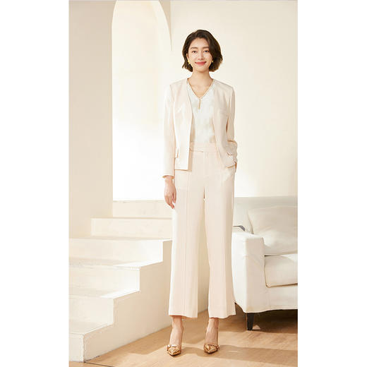 乔万尼直筒裤女春秋气质高级感白色长裤新EM3F470 商品图2