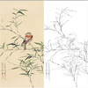 任重花鸟工笔画白描底稿四尺《竹林幽禽》临摹勾线高清打印稿RD11 商品缩略图0