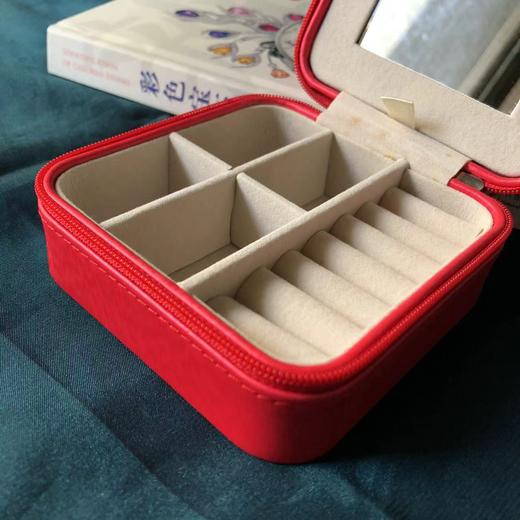 【积分商城】PU皮耳环戒指项链便捷旅行高级感首饰收纳盒红色拉链 商品图3
