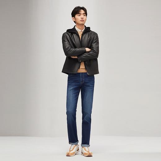 【绵羊皮】柒牌连帽皮衣男士秋冬新款时尚休闲中青年黑色真皮外套	129J70080 商品图3