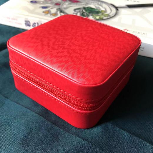 【积分商城】PU皮耳环戒指项链便捷旅行高级感首饰收纳盒红色拉链 商品图2