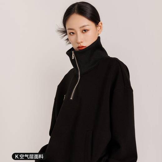 女款空气层复古螺纹领慵懒松驰感休闲贴标卫衣 881037 商品图2
