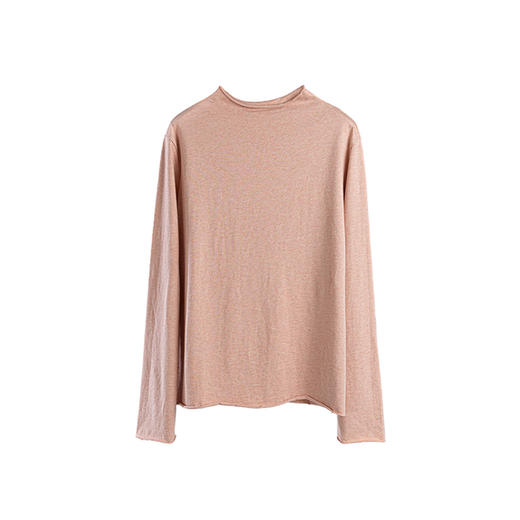 绽放842朵/二喜打底衫早秋微喇袖半高领显瘦宽松花纱纯棉长袖T恤 商品图3