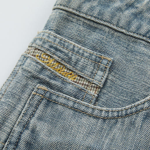 谜底牛仔直筒裤女2024秋季新品复古高腰解构式宽松长裤243MK1009 商品图3