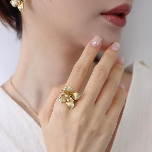 【刘惜君&靳梦佳同款】Garden of Eden 伊甸园系列 | 金丝四瓣花戒指 商品图7