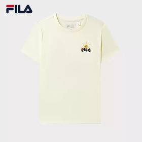 3件4折【自营】FILA/斐乐  女士短袖T恤2023夏季时尚创意插画休闲针织运动上衣 F11W329110FYE