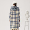 谜底蓝格子毛呢大衣女士2024秋新品连帽牛角扣呢子外套243MD1123 商品缩略图3