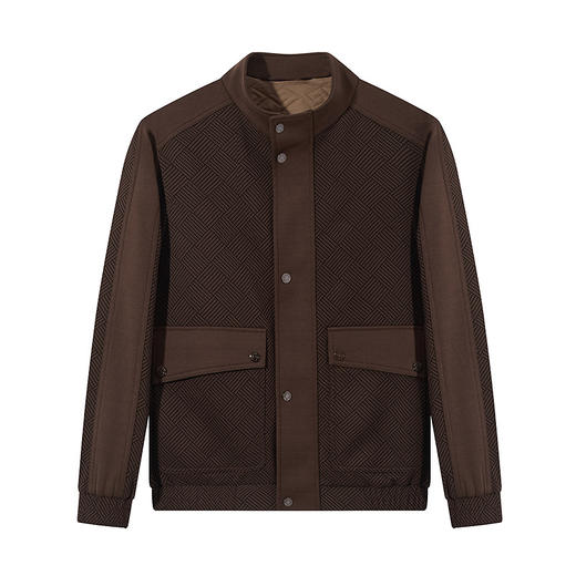 柒牌男士夹克2024秋冬新品时尚潮流格纹提花舒适百搭立领休闲外套	127K70980 商品图4