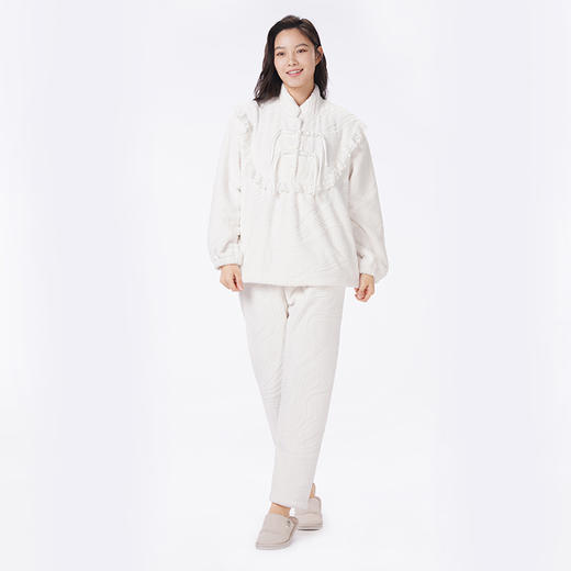都市丽人睡衣生活家居长袖家居服法兰绒烂花厚女士法兰绒套装LHT2S9 商品图2