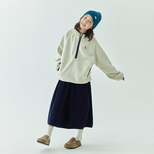 棵初秋冬新款中大童双面摇粒绒连帽卫衣亲子装休闲慵懒上衣 商品图3