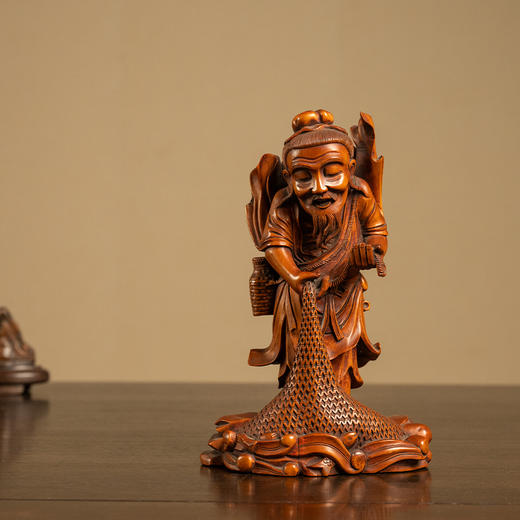 清 黄杨木雕渔翁人物摆件 商品图2