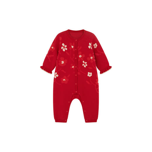 【商场同款】英氏婴儿衣服柔软纯棉宝宝秋冬保暖连体衣喜庆拜年服 商品图4