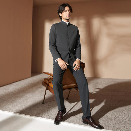 【中华立领】柒牌西服男士春秋款商务休闲正装斜纹肌理单西装外套	127C70550 商品图3