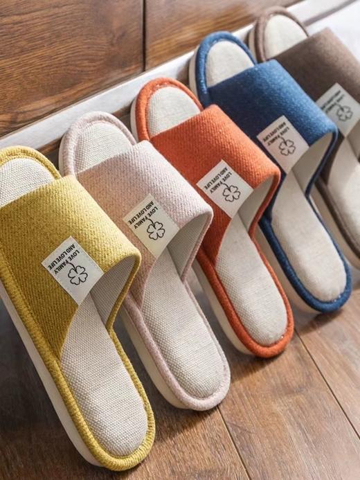 AMMJOOAUM 居家情侣拖鞋四季家居拖鞋室内棉亚麻布家用防滑静音地板凉拖 商品图0